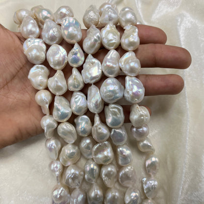 Fresh Water Pearl, White Color, Baroque Shape, Uneven Size