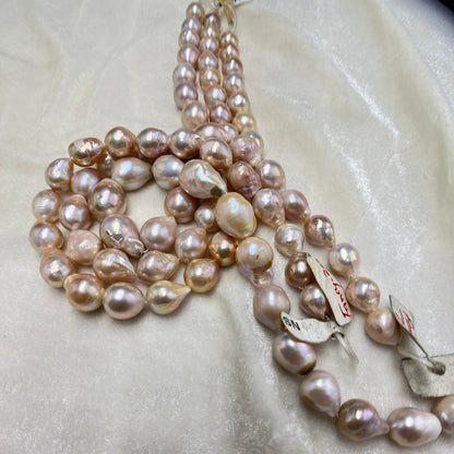 Fresh Water Pearl, Peach Color, Baroque Shape, Uneven Size