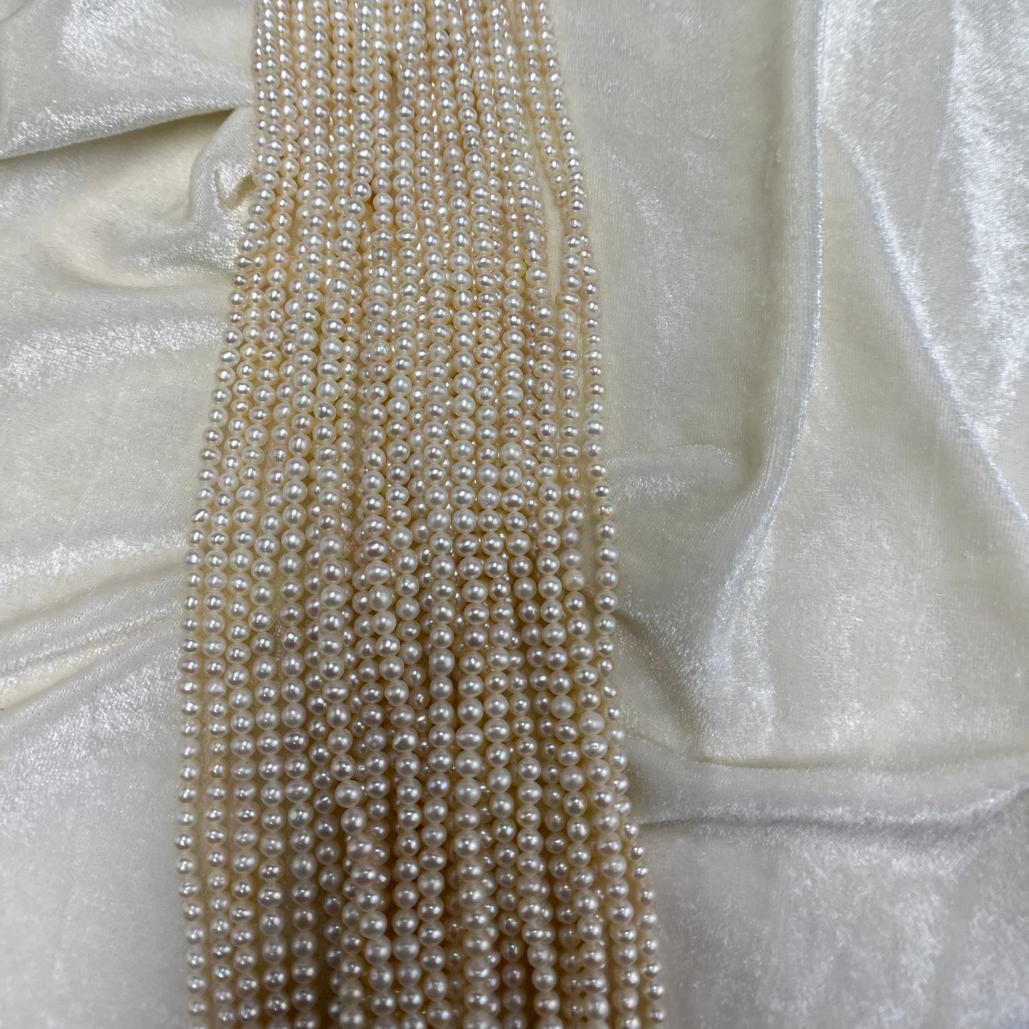 Fresh Water Pearl, Off White Color Near Round Shape, 4 MM Size