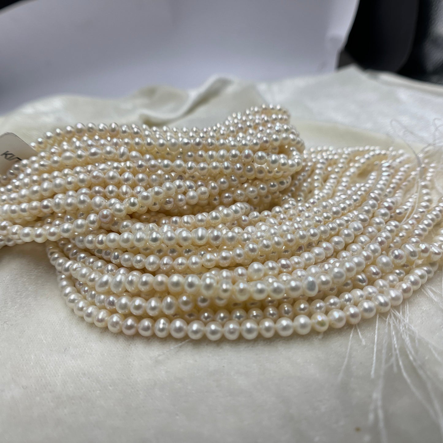 Fresh Water Pearl, Off White Color Near Round Shape, 4 MM Size
