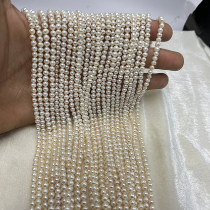 Fresh Water Pearl, Off White Color Near Round Shape, 4 MM Size