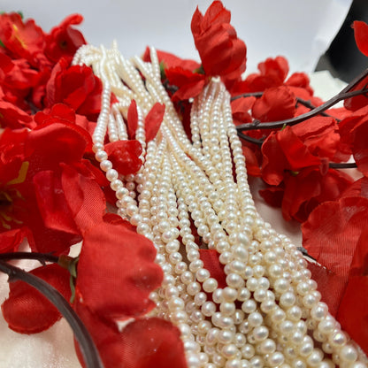 Fresh Water Pearl, Off White Color Near Round Shape, 4 MM Size