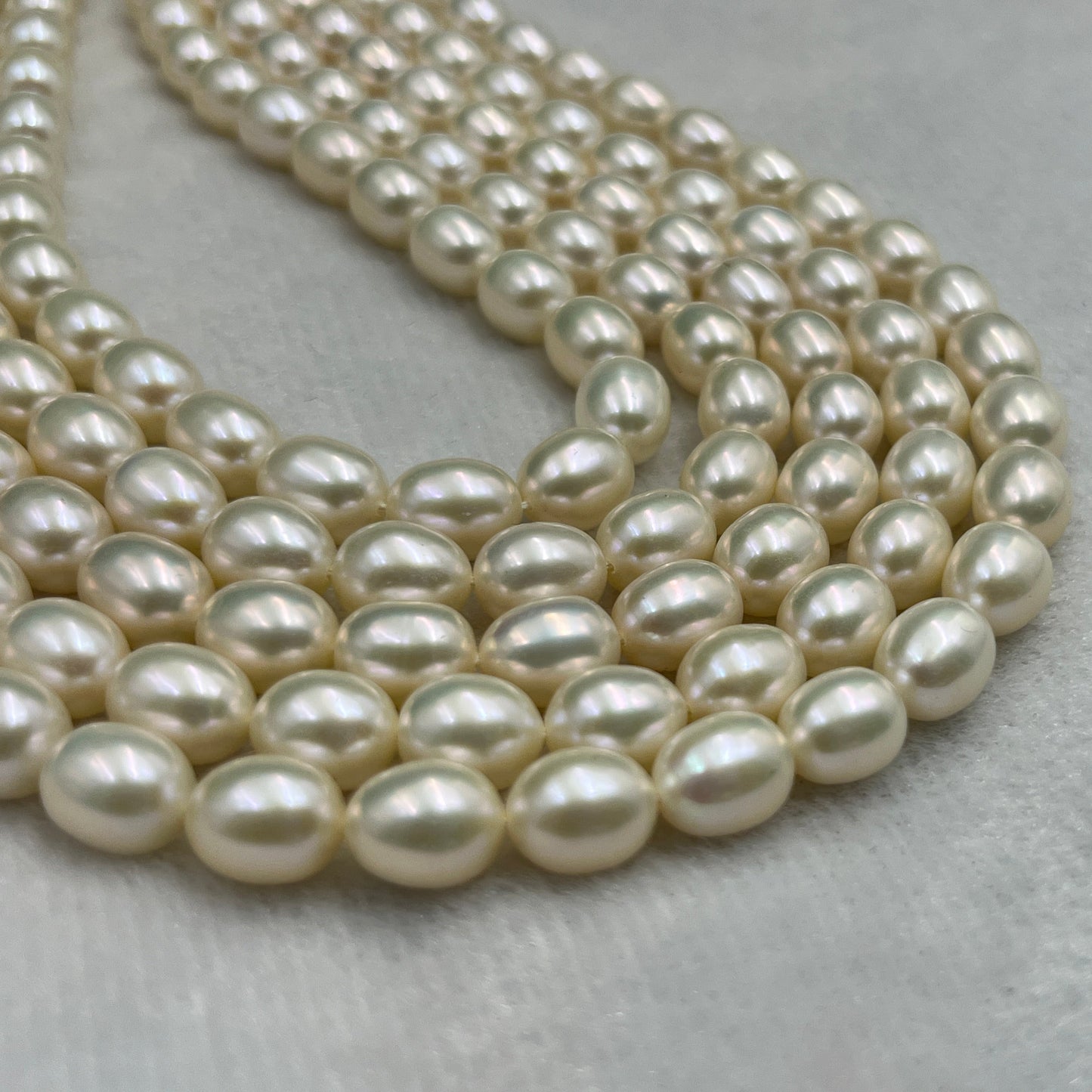Fresh Water Pearl, Cream Color, Rice Shape, 7 MM Size, AA Luster Pearl