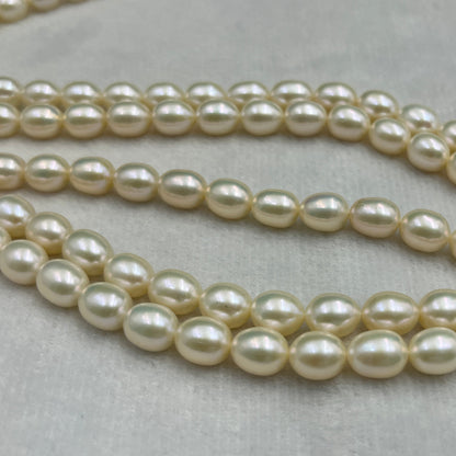 Fresh Water Pearl, Cream Color, Rice Shape, 7 MM Size, AA Luster Pearl