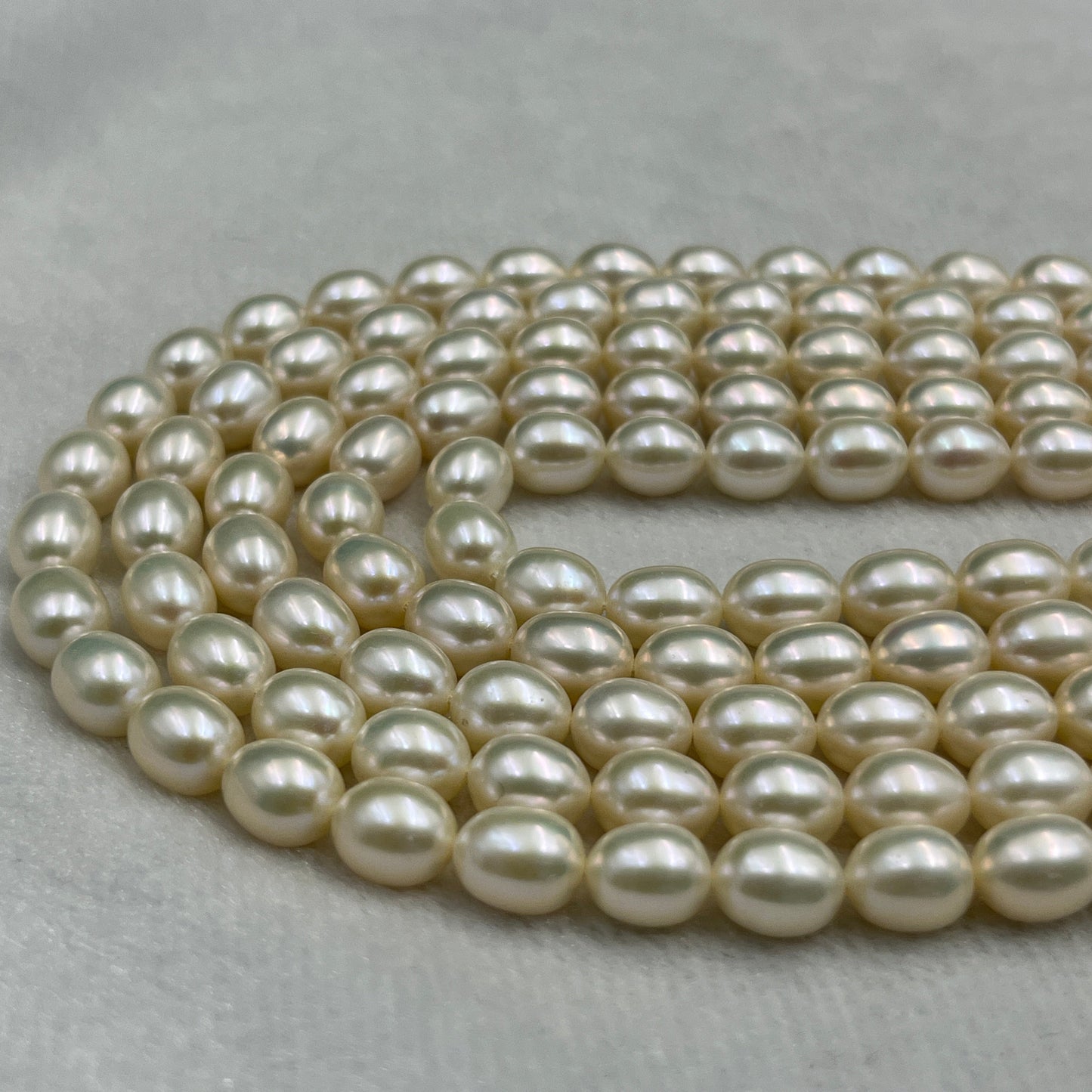 Fresh Water Pearl, Cream Color, Rice Shape, 7 MM Size, AA Luster Pearl