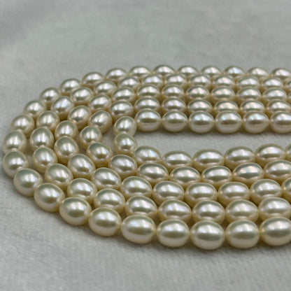 Fresh Water Pearl, Cream Color, Rice Shape, 7 MM Size, AA Luster Pearl