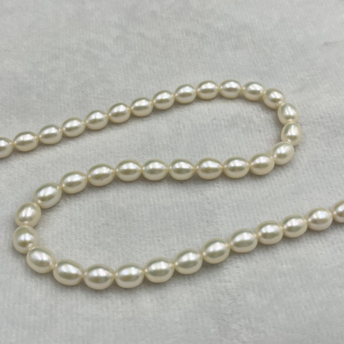 Fresh Water Pearl, Cream Color, Rice Shape, 7 MM Size, AA Luster Pearl
