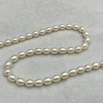 Fresh Water Pearl, Cream Color, Rice Shape, 7 MM Size, AA Luster Pearl