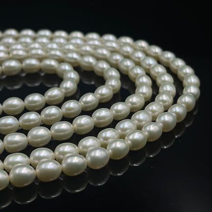 Fresh Water Pearl, Cream Color, Rice Shape, 7 MM Size, AA Luster Pearl