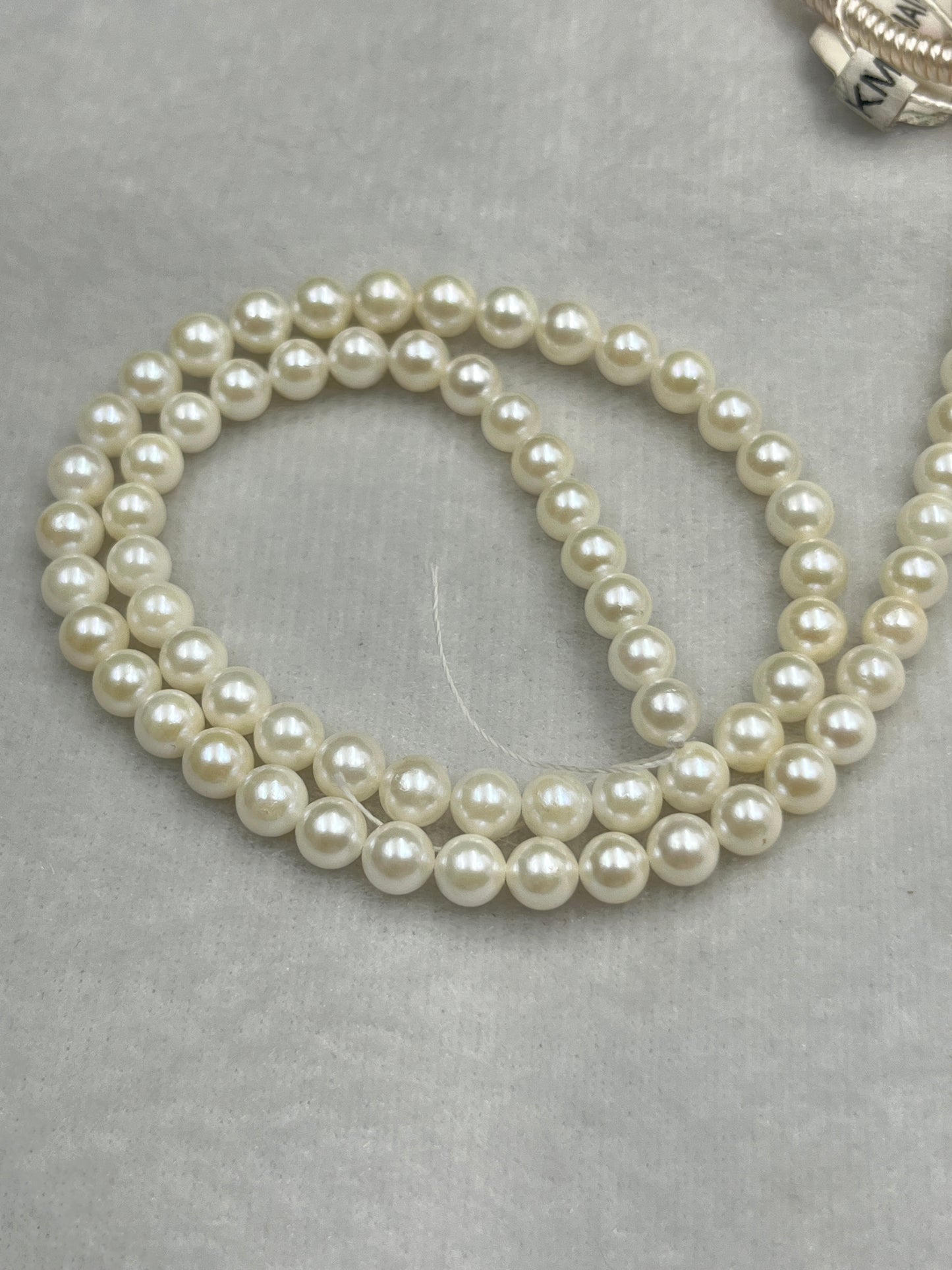 Akoya Pearl, Cream Color Round Shape, 5.5 MM Size, AA Luster Pearl, 16 Inch Length