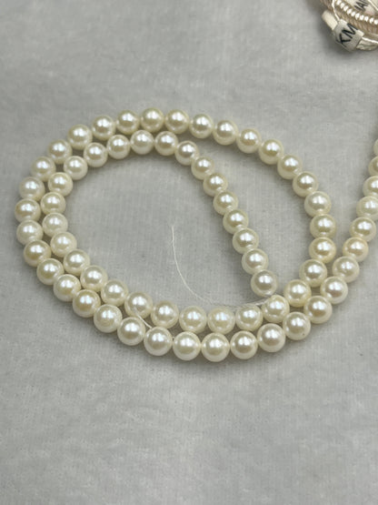 Akoya Pearl, Cream Color Round Shape, 5.5 MM Size, AA Luster Pearl, 16 Inch Length