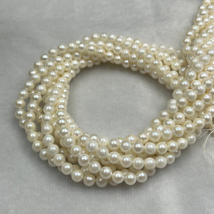 Akoya Pearl, Cream Color Round Shape, 5.5 MM Size, AA Luster Pearl, 16 Inch Length