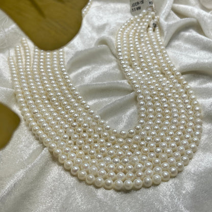 Akoya Pearl, Cream Color Round Shape, 5.5 MM Size, AA Luster Pearl, 16 Inch Length