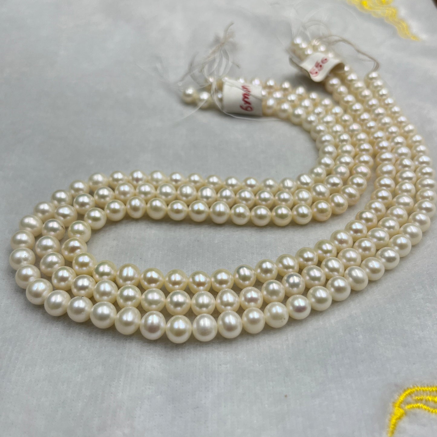 Fresh Water Pearl, Cream Color Near Round Shape, 6-6.5 MM Size, AA Luster Pearl