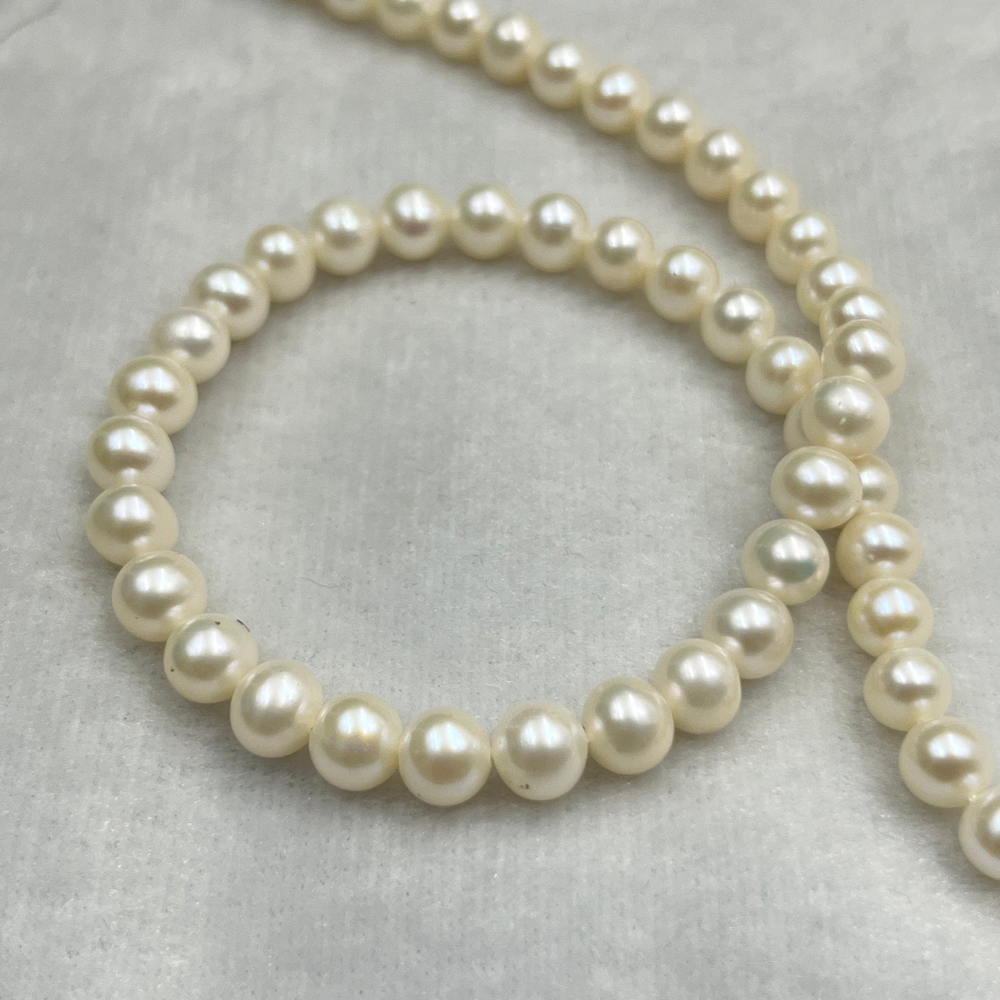 Fresh Water Pearl, Cream Color Near Round Shape, 6-6.5 MM Size, AA Luster Pearl
