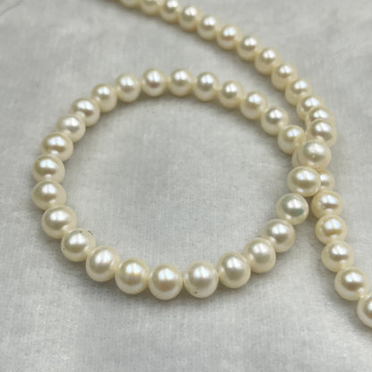 Fresh Water Pearl, Cream Color Near Round Shape, 6-6.5 MM Size, AA Luster Pearl