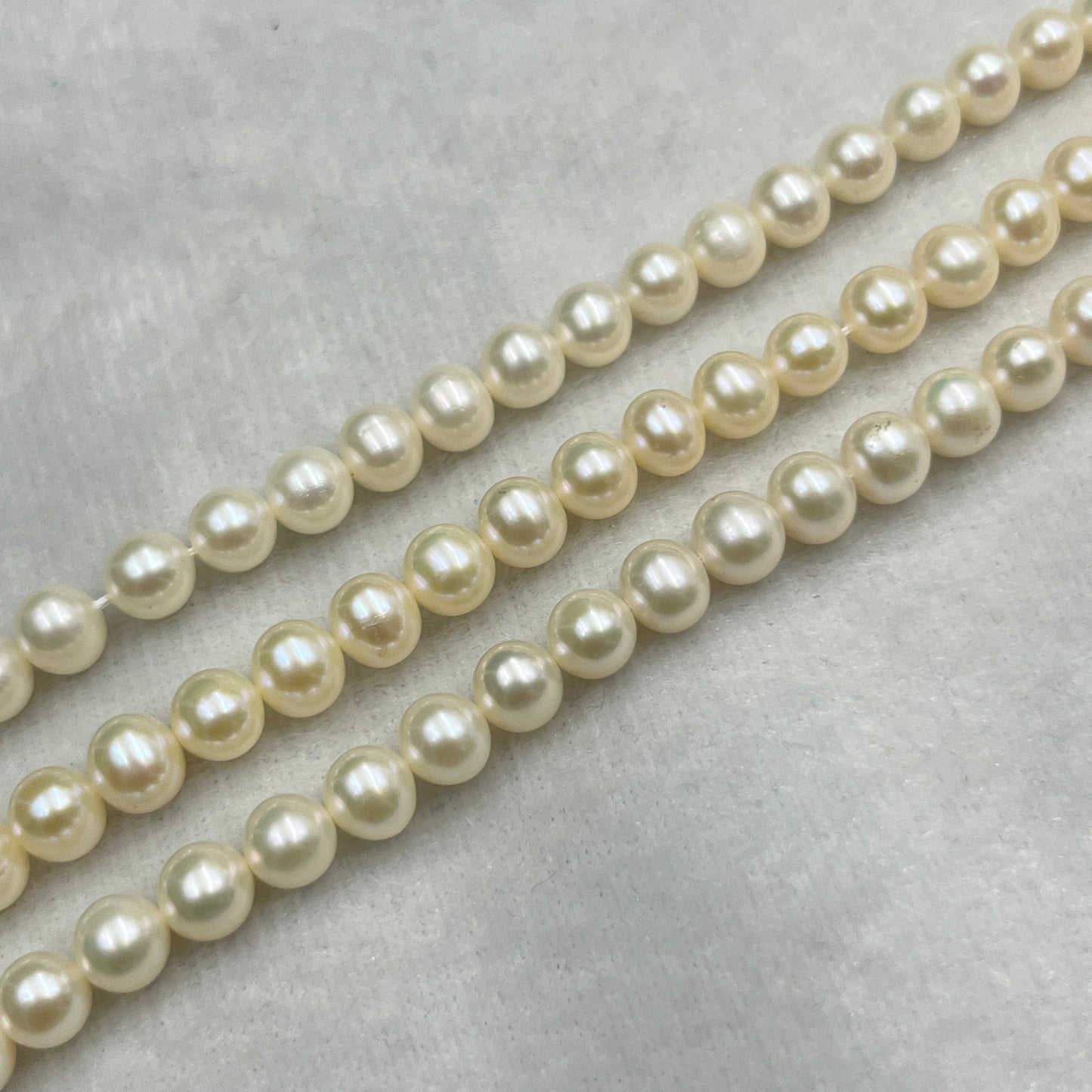 Fresh Water Pearl, Cream Color Near Round Shape, 6-6.5 MM Size, AA Luster Pearl
