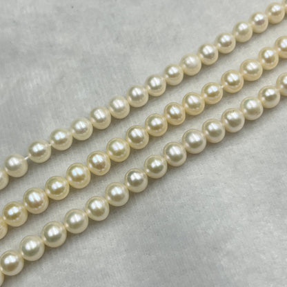 Fresh Water Pearl, Cream Color Near Round Shape, 6-6.5 MM Size, AA Luster Pearl