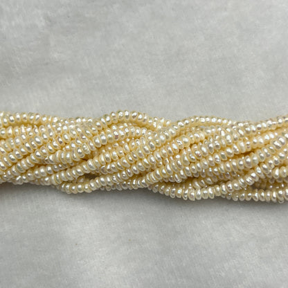 Fresh Water Pearl, Cream Round Shape, 3 MM Size, AA Luster Pearl, 5 Inch Length