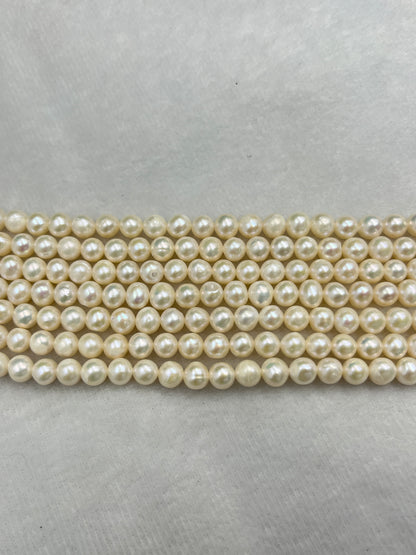 Fresh Water Pearl, White Color Oval Shape, 7MM Size, AA Luster Pearl