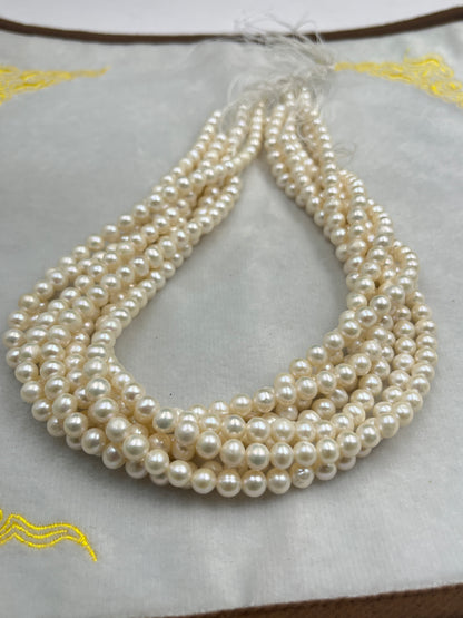 Fresh Water Pearl, White Color Oval Shape, 7MM Size, AA Luster Pearl