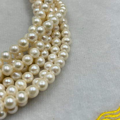 Fresh Water Pearl, White Color Oval Shape, 7MM Size, AA Luster Pearl