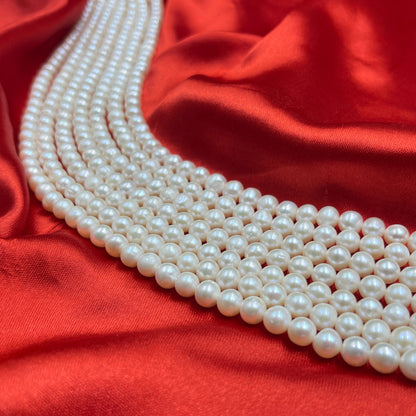 Fresh Water Pearl, White Color Oval Shape, 7MM Size, AA Luster Pearl