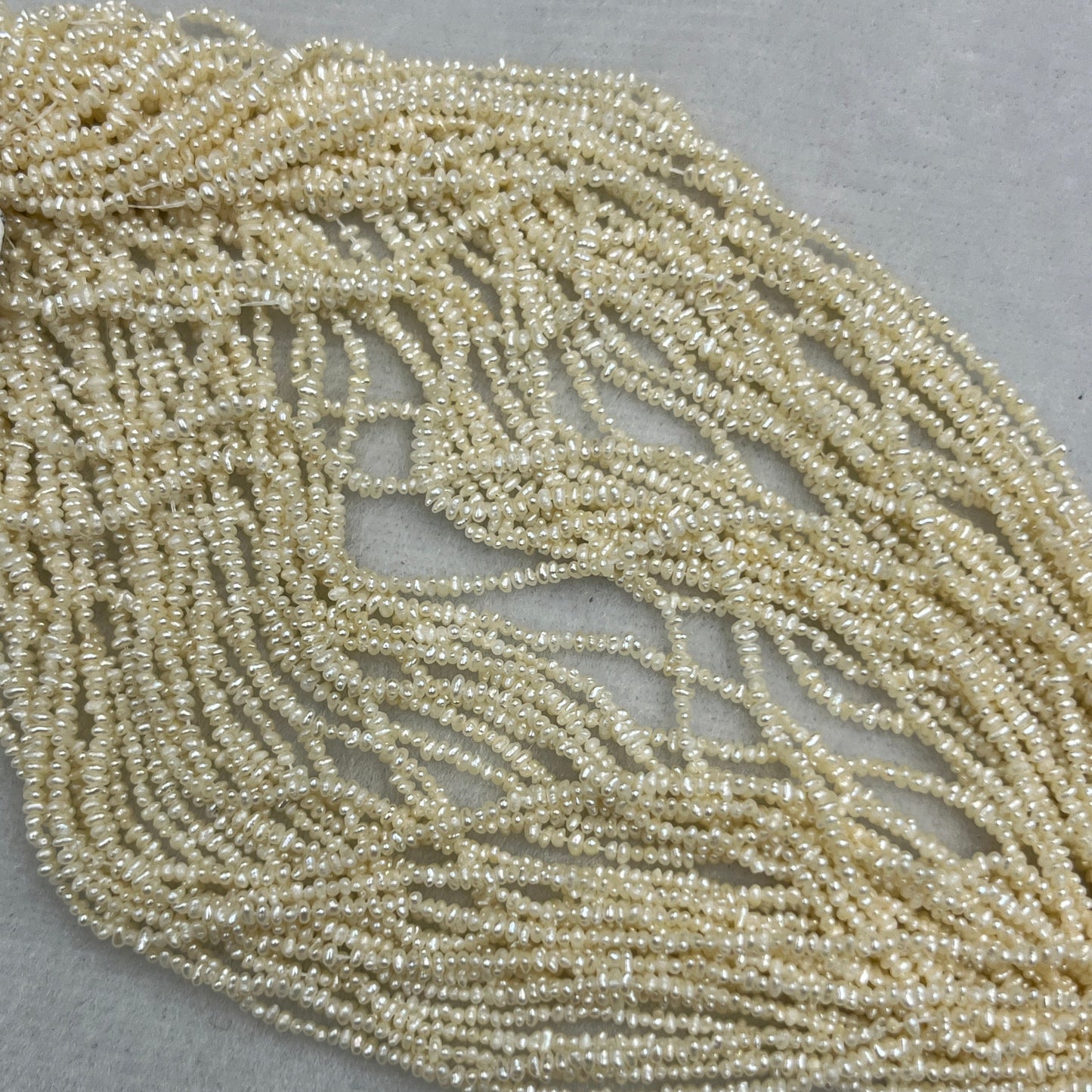 Fresh Water Pearl, Cream Color, Uneven Shape, 1.3-1.5 MM Size, AA Luster Pearl