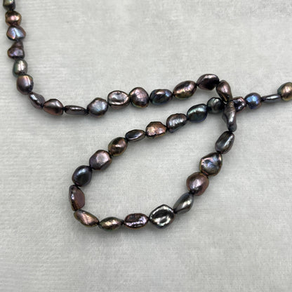 Fresh Water Pearl, Peacock Color Tumble Shape, 6-7 MM Size, AA Luster Pearl