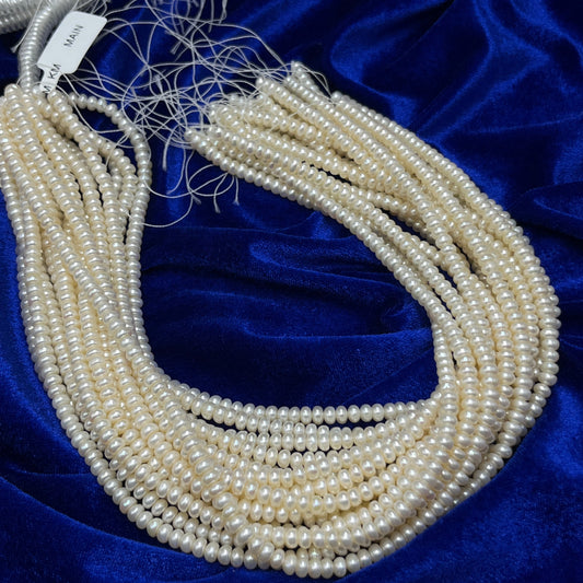 Freshwater Pearl, Cream Color, Flat Shape, 6 MM Size