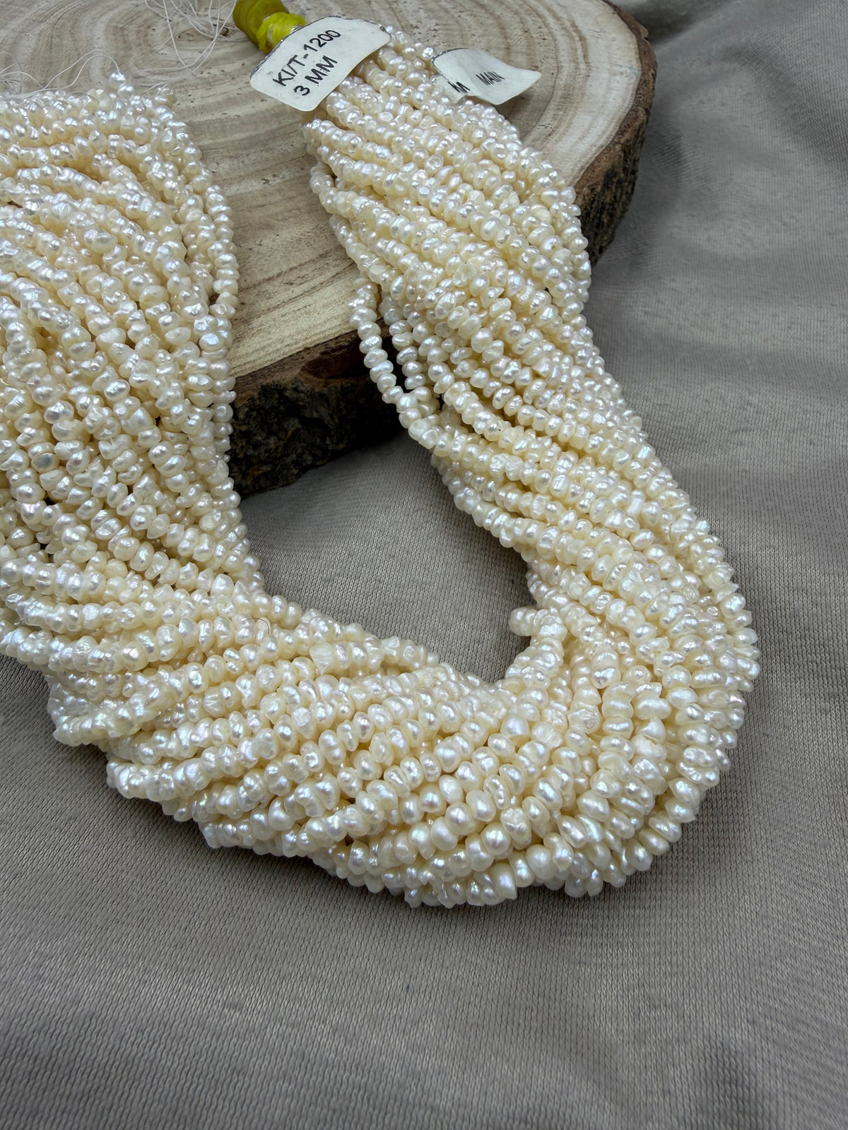 Freshwater Pearl ,  Off white Color, Fancy Shape, 3 mm Size