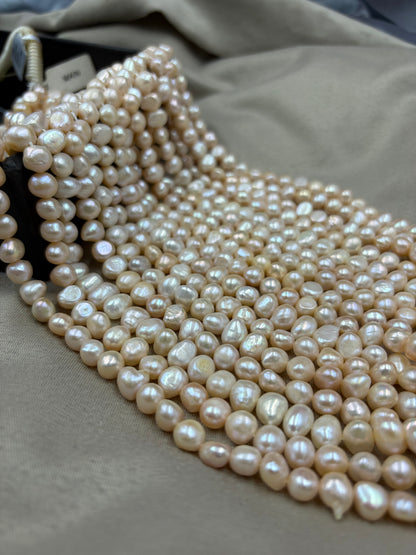 Freshwater Pearl ,  Peach  Color, Tumble Shape, 8-9 m Size