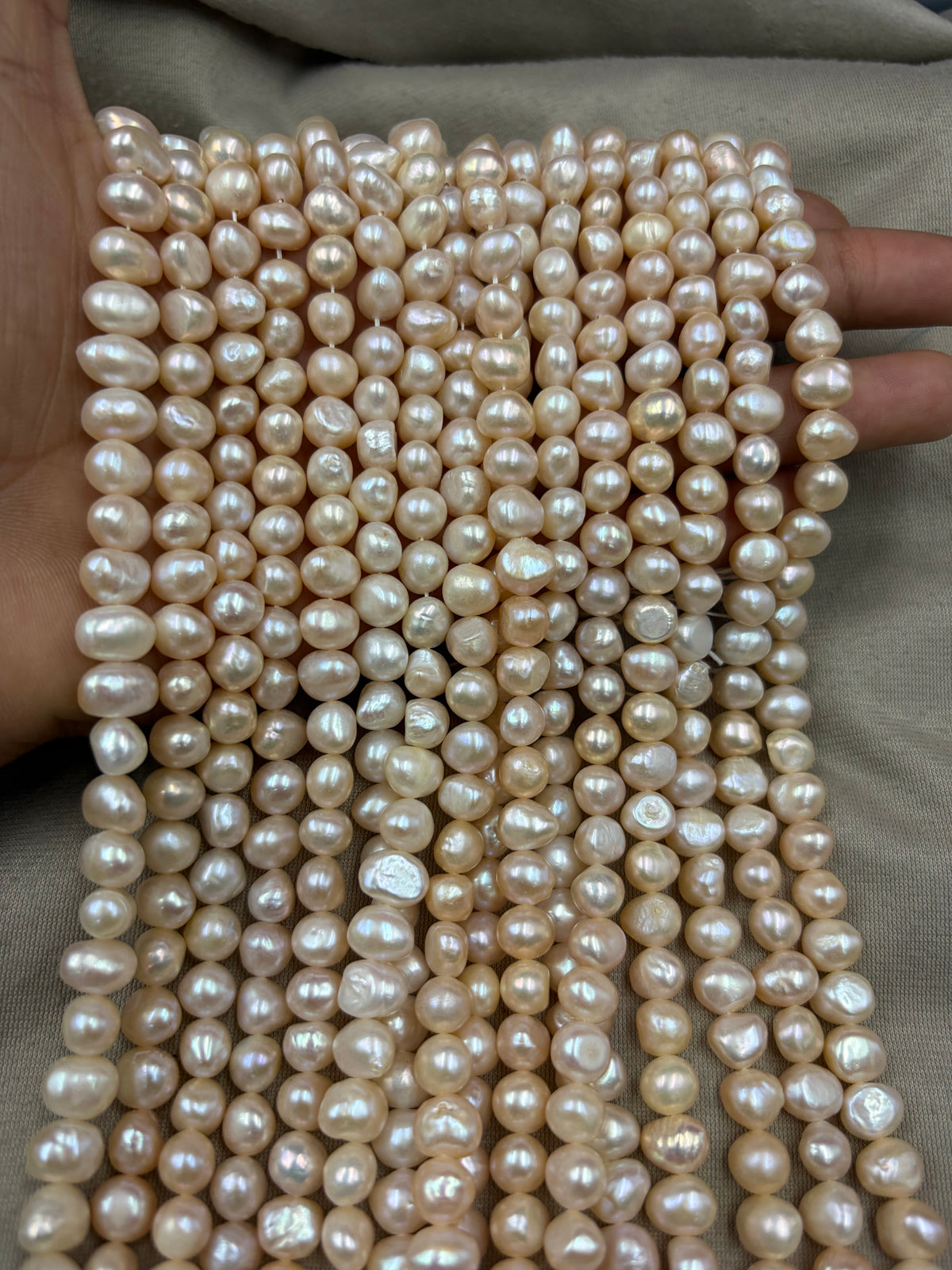 Freshwater Pearl ,  Peach  Color, Tumble Shape, 8-9 m Size