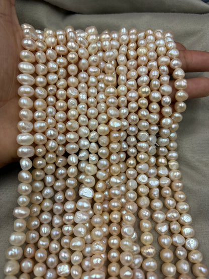 Freshwater Pearl ,  Peach  Color, Tumble Shape, 8-9 m Size