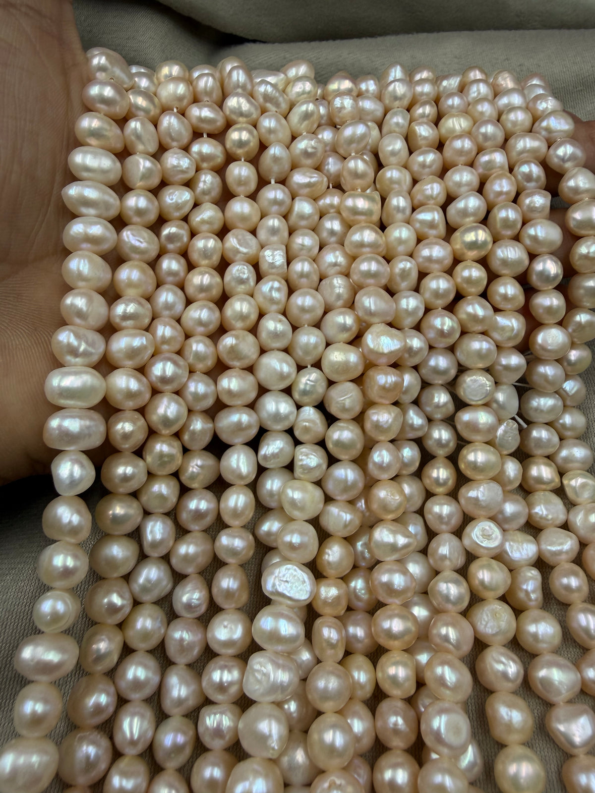 Freshwater Pearl ,  Peach  Color, Tumble Shape, 8-9 m Size