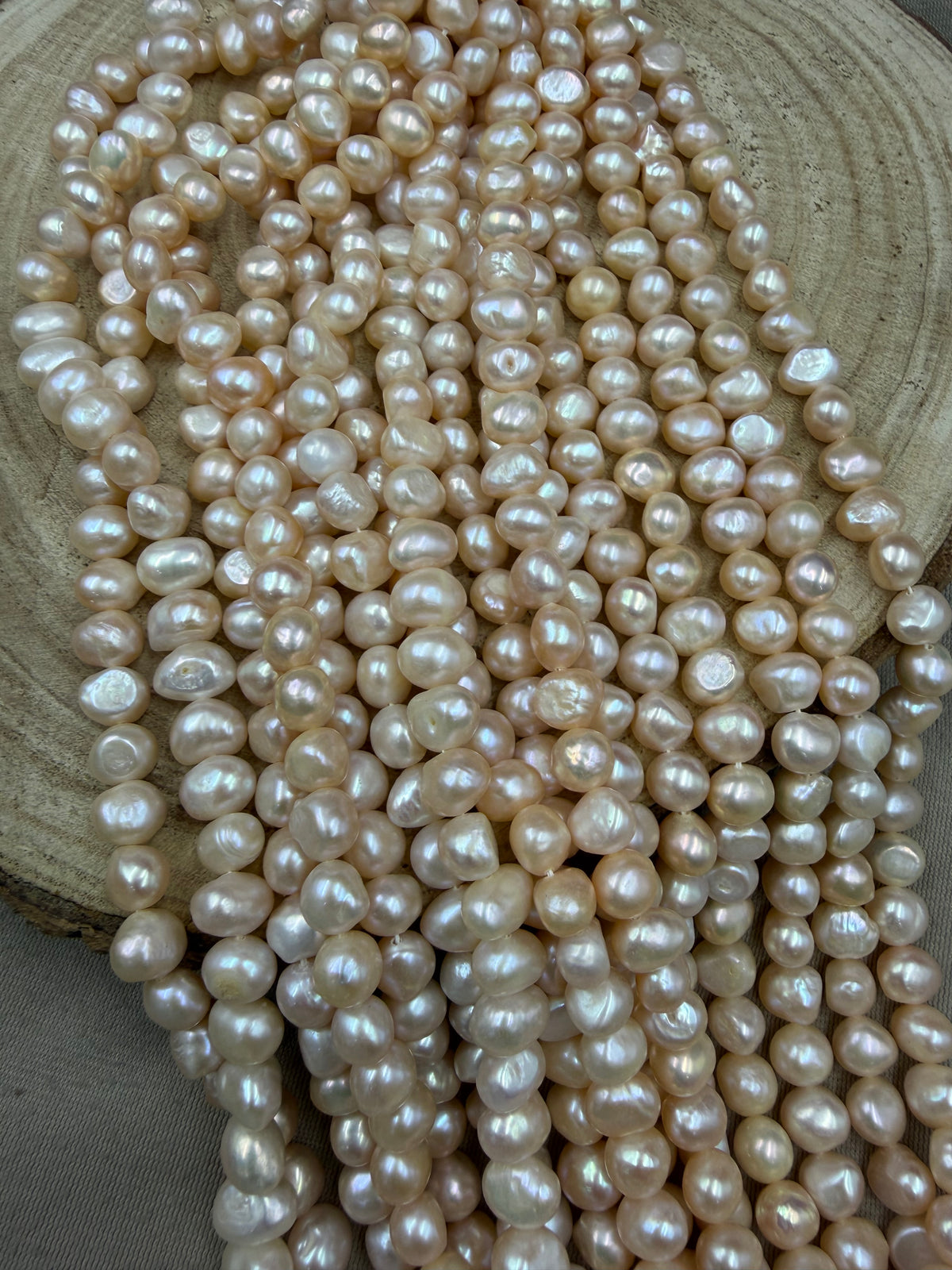 Freshwater Pearl ,  Peach  Color, Tumble Shape, 8-9 m Size