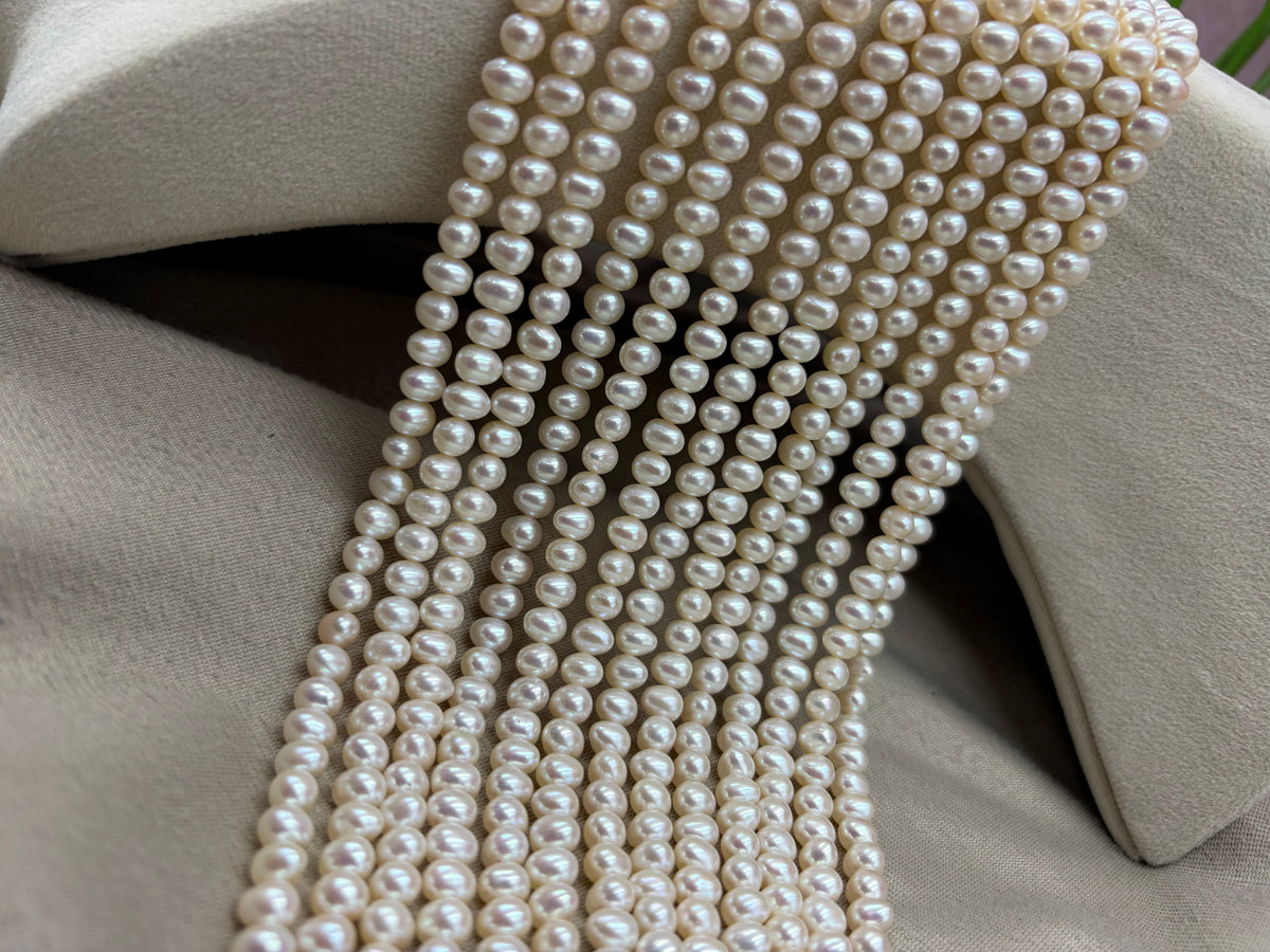 Freshwater Pearl ,  Cream Color, Oval Shape, 5.5-6mm Size