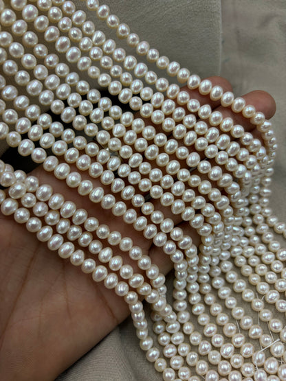 Freshwater Pearl ,  Cream Color, Oval Shape, 5.5-6mm Size