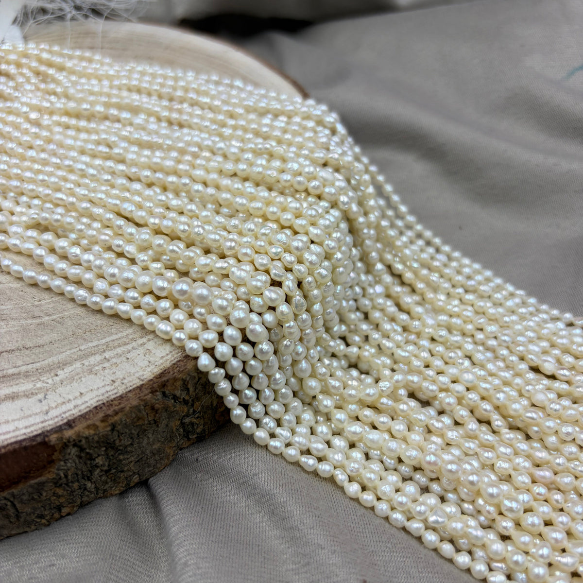 Freshwater Pearl ,  Cream  Color, Uneven Shape, 4mm Size