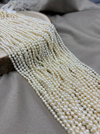 Freshwater Pearl ,  Cream  Color, Uneven Shape, 4mm Size