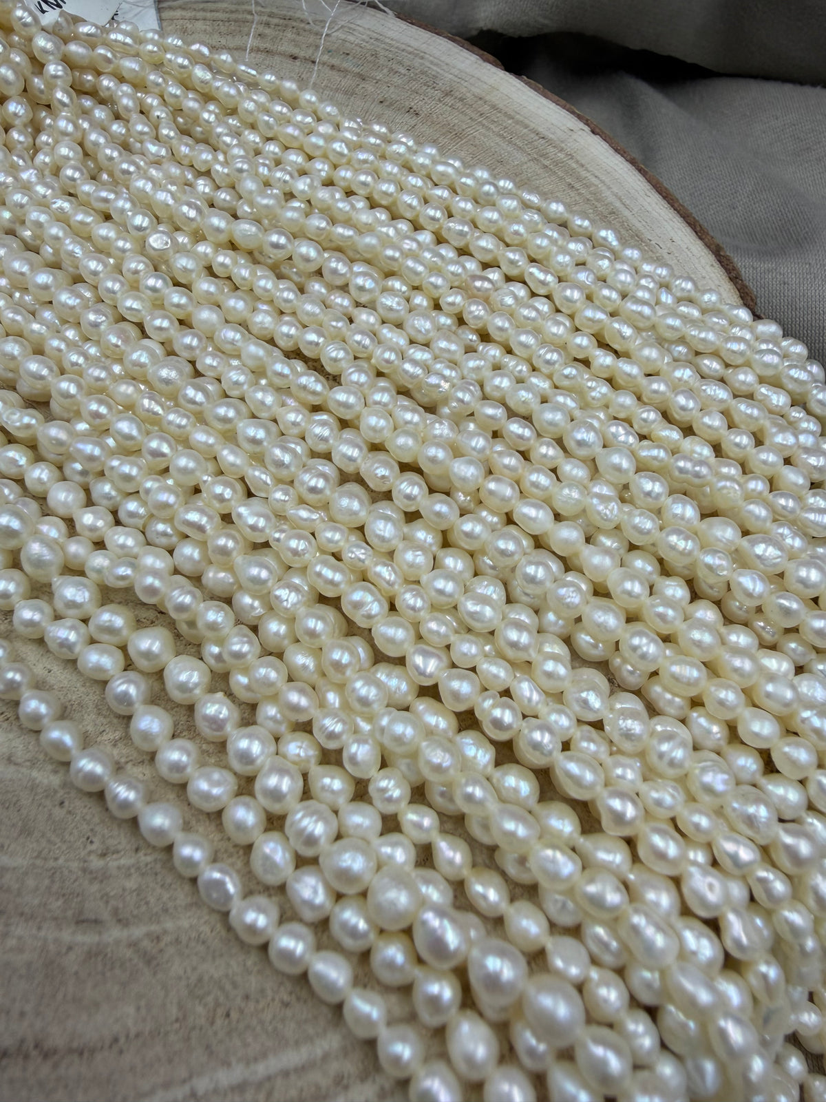 Freshwater Pearl ,  Cream  Color, Uneven Shape, 4mm Size