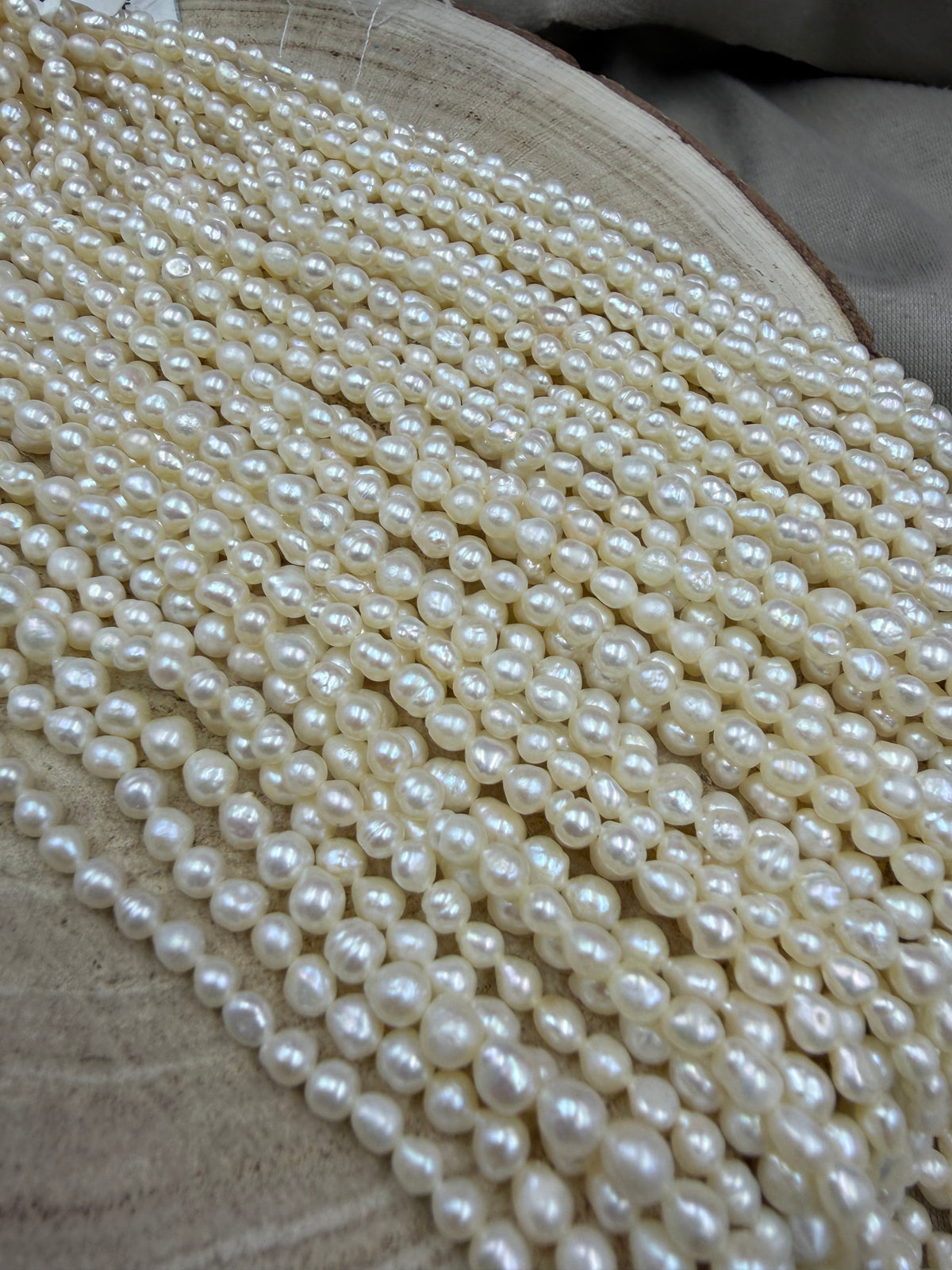 Freshwater Pearl ,  Cream  Color, Uneven Shape, 4mm Size