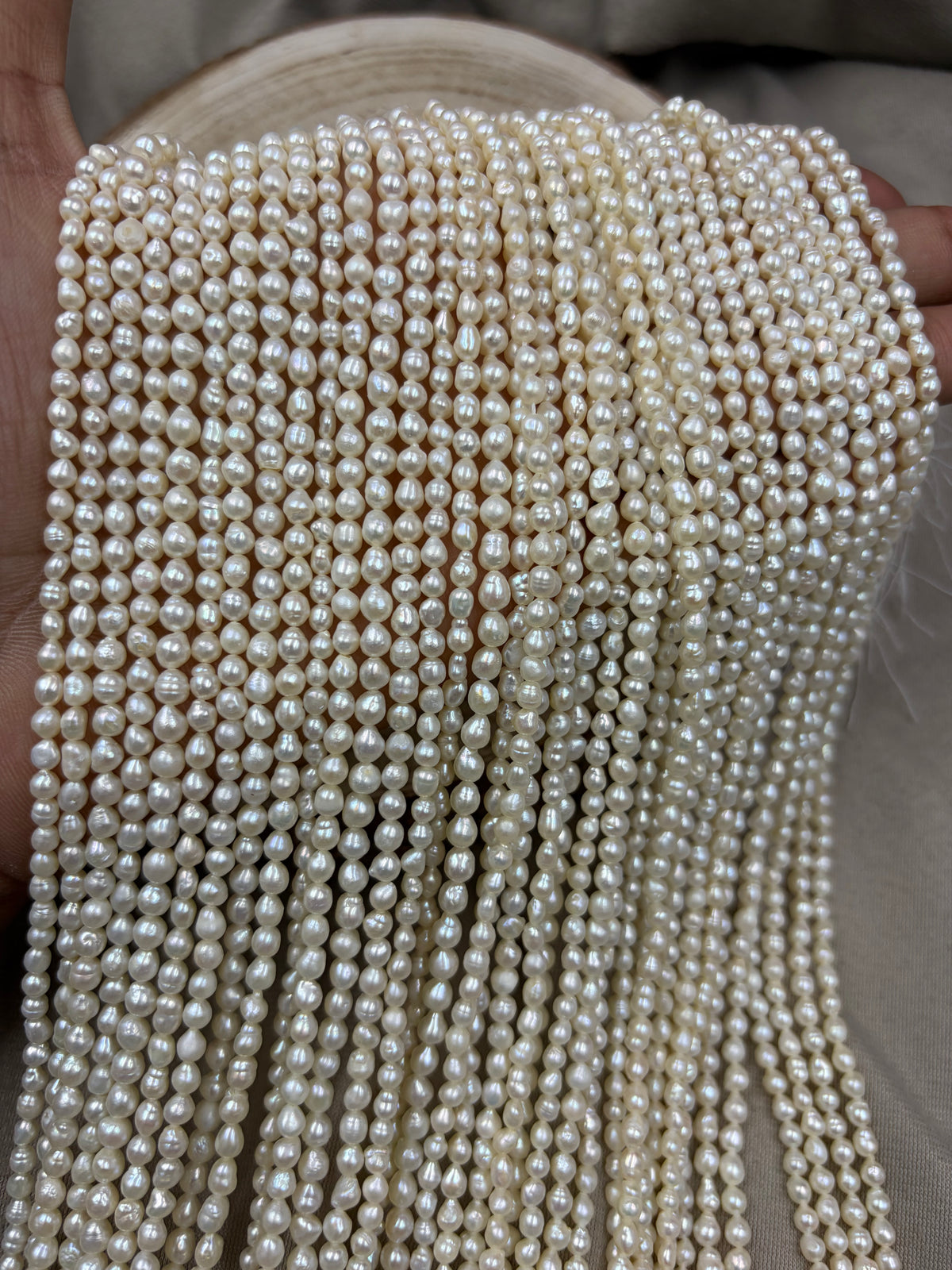 Freshwater Pearl ,  Cream  Color, Uneven Shape, 4mm Size