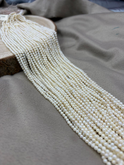 Freshwater Pearl ,  White Color, Round Shape, 3mm Size