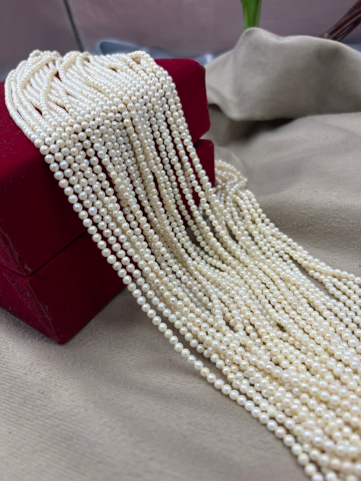 Freshwater Pearl ,  White Color, Round Shape, 3mm Size