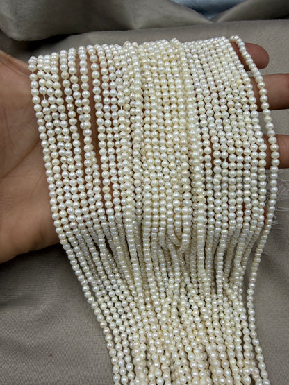 Freshwater Pearl ,  White Color, Round Shape, 3mm Size