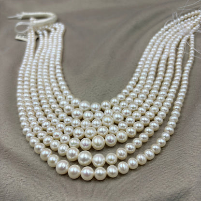 Freshwater Pearl ,  White Color, Oval Shape, 4-9m Size