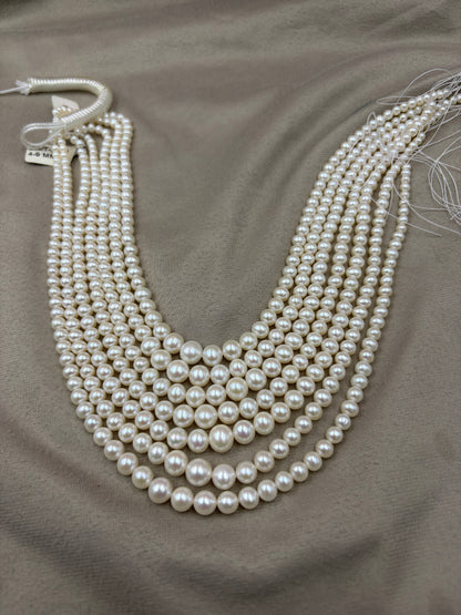 Freshwater Pearl ,  White Color, Oval Shape, 4-9m Size