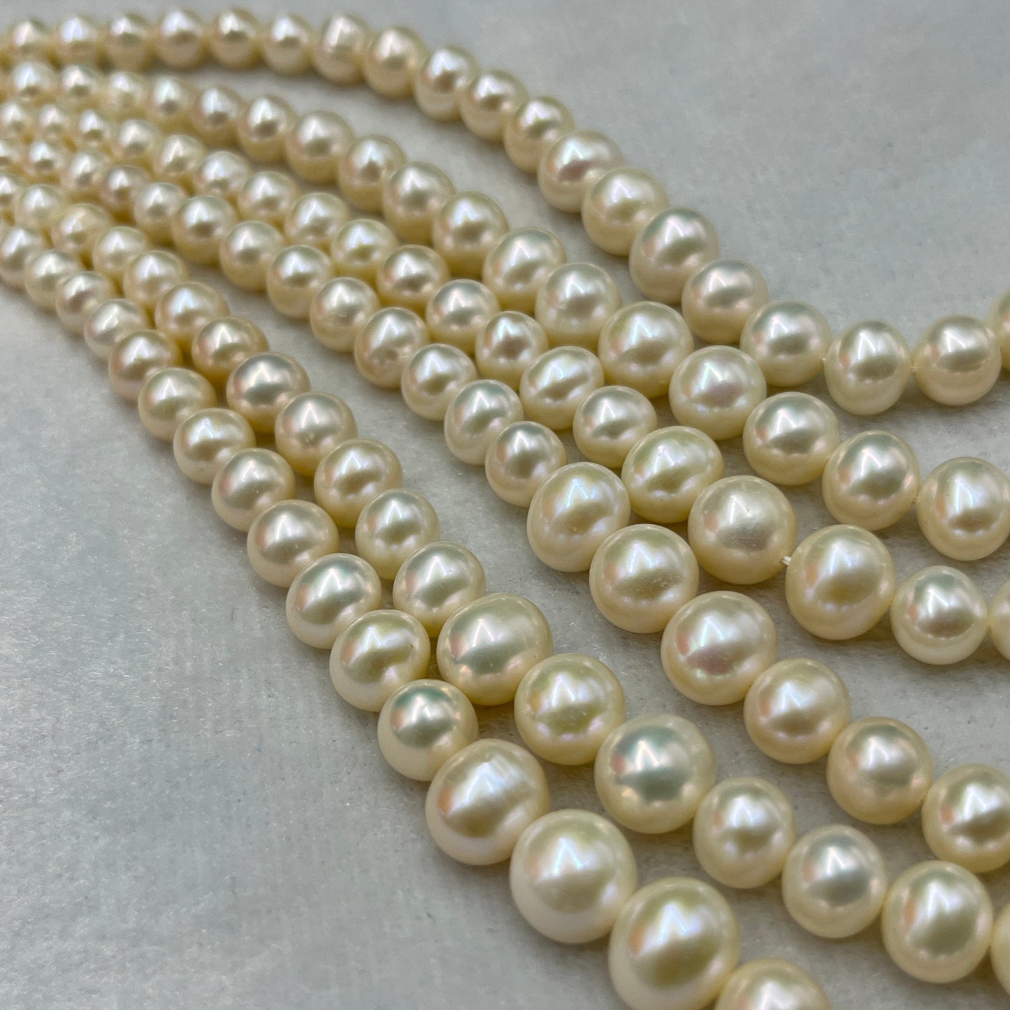 Freshwater Pearl, Cream Color, Oval Shape, 5-9 MM Size