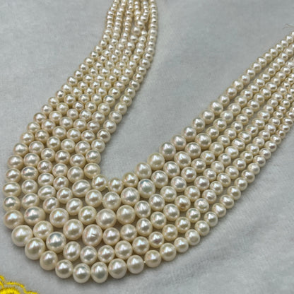 Freshwater Pearl, Cream Color, Oval Shape, 5-9 MM Size